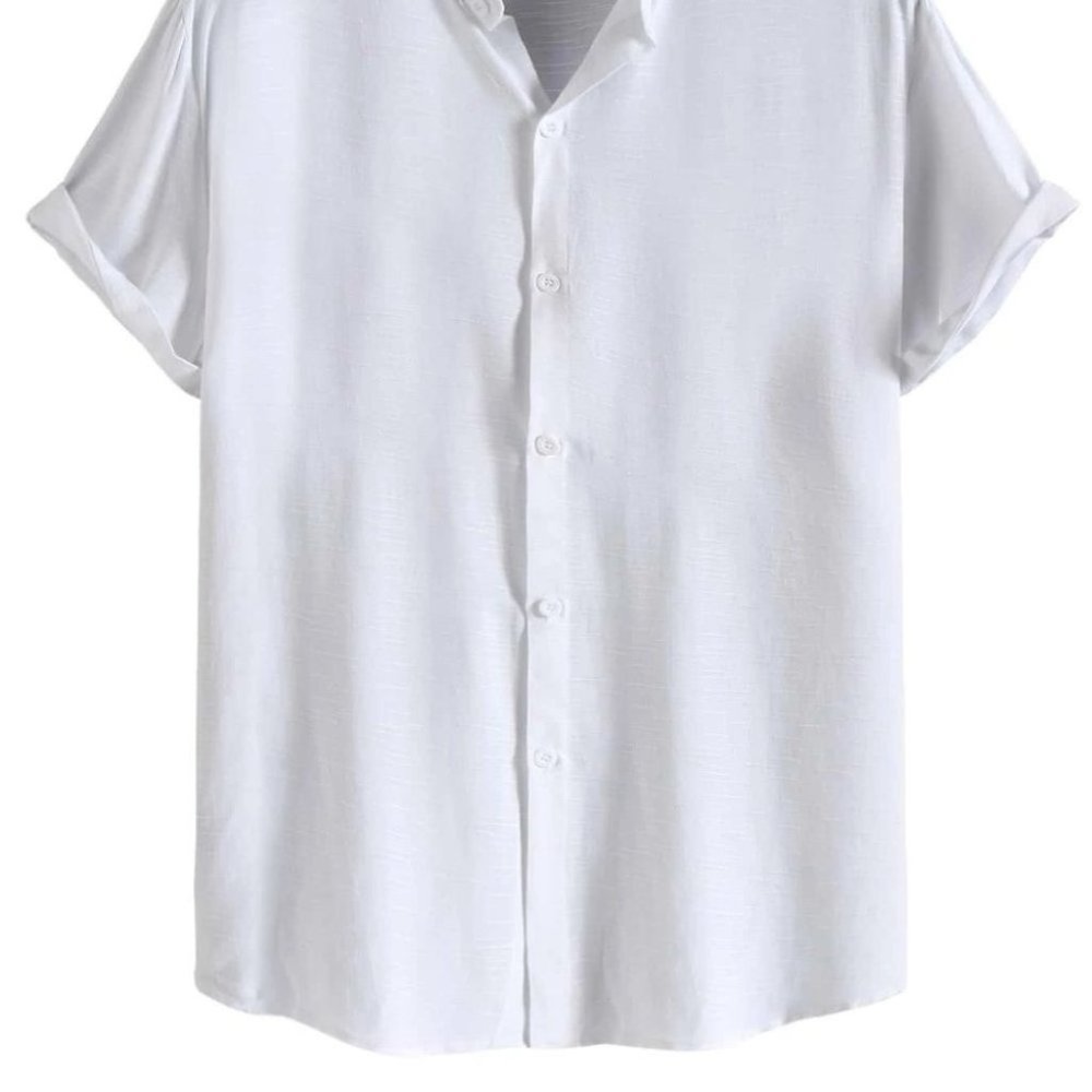 White Men's Collared Shirt Casual - Picture 2 of 6